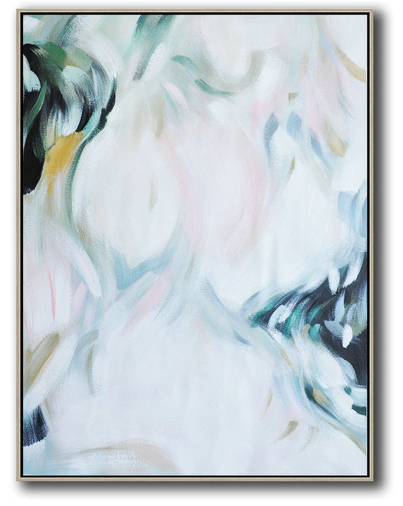 Oversized Canvas Art On Canvas,Vertical Vertical Abstract Art On Canvas,Huge Abstract Canvas Art,White,Pink,Black.etc